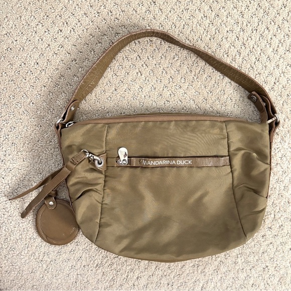 Mandarina Duck Green Nylon Shoulder Bag Purse with Leather Strap - Picture 1 of 12